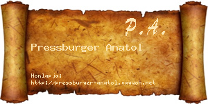 Pressburger Anatol névjegykártya